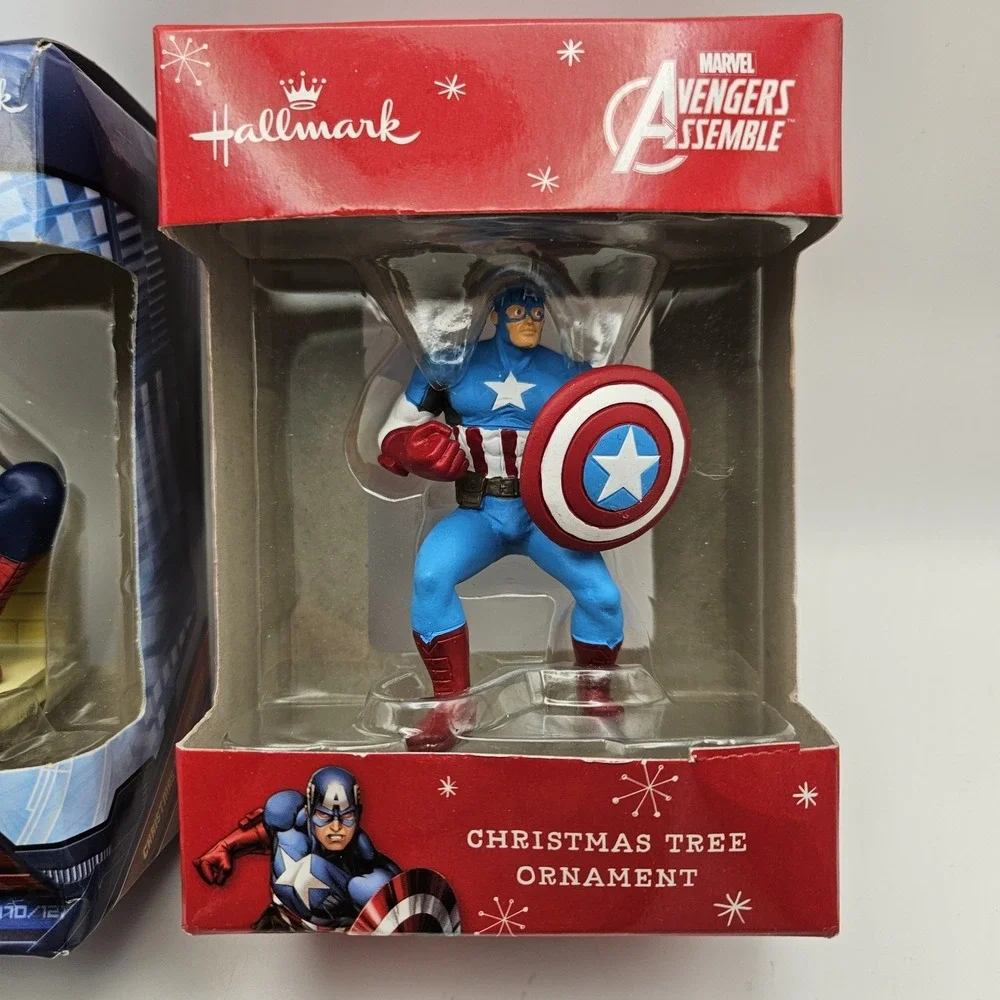 Hallmark Marvel Spider-Man & Captain America Hanging Ornaments Set of 2 NIB